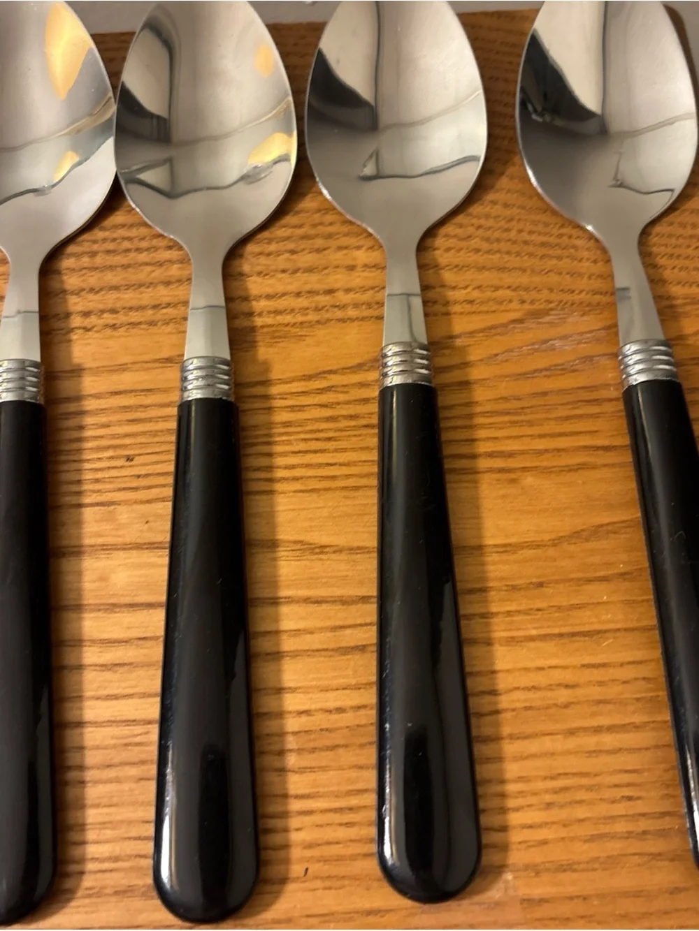 Black-Handled Stainless Steel Flatware Set - 12-Piece